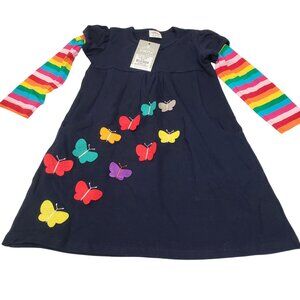 Vikita Girls Rainbow Butterflies Dress Size 3-4 Years